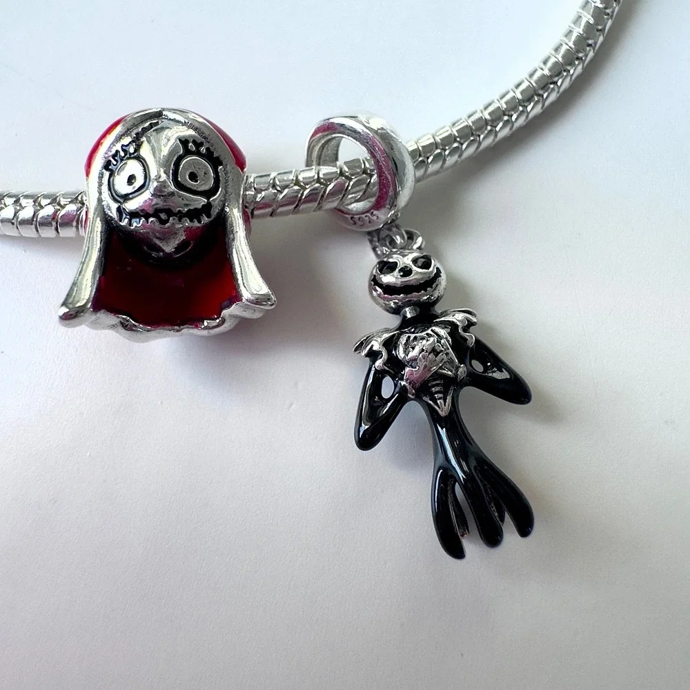 Nightmare Before Christmas Sally Jack Skellington Charm Bracelet Pandora Style - Picture 8 of 9